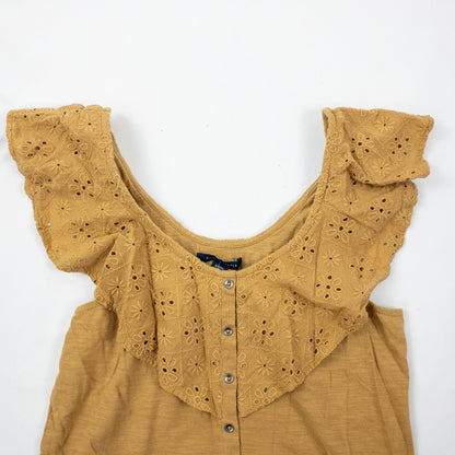American Eagle Brown Floral Tank Top Blouse Womens Small
