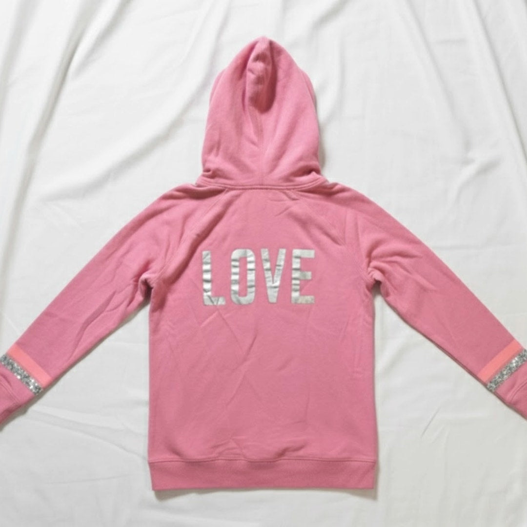 Victoria’s Secret Vintage Y2K Pink Sequin LOVE Hoodie Womens Small