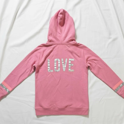 Victoria’s Secret Vintage Y2K Pink Sequin LOVE Hoodie Womens Small