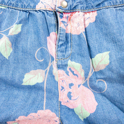 Anthropologie Pins and Needles Blue Jean Printed Floral Romper Womens Medium