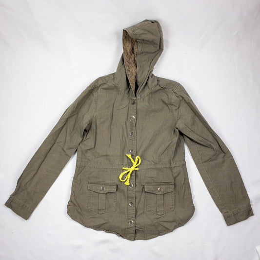 All Access Olive Green Lace Cargo Jacket Hooded Outerwear Womens Small