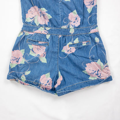 Anthropologie Pins and Needles Blue Jean Printed Floral Romper Womens Medium
