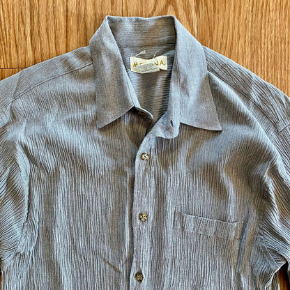 Merona Vintage Gray Crinkled Minimalist Button Slim Shirt Mens Small / Medium