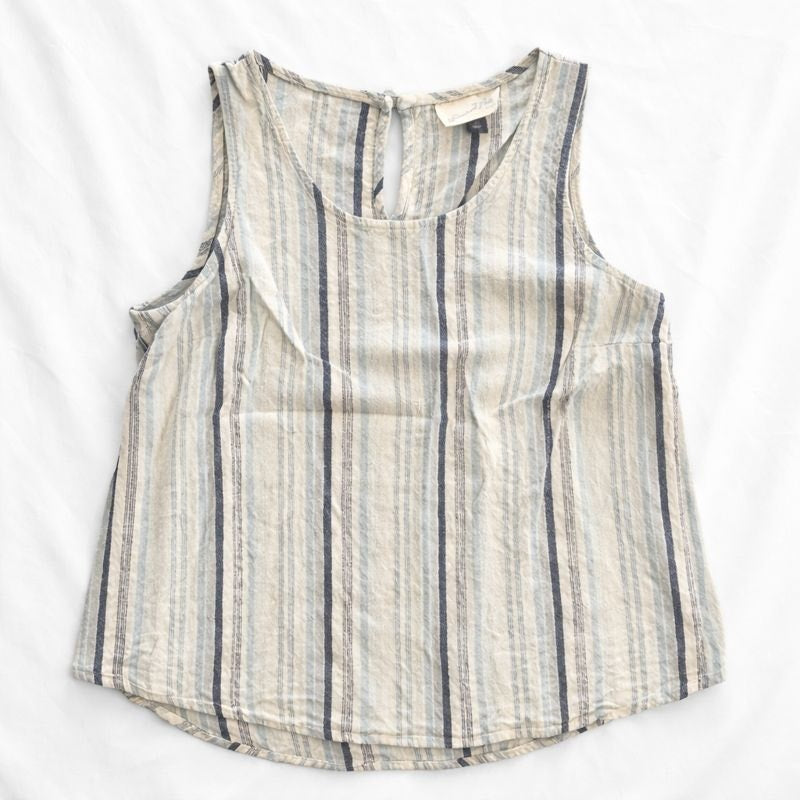 Universal Thread Striped Blue White Linen Crop Tank Top Womens Small