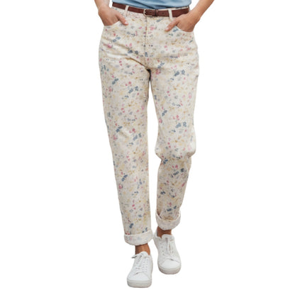Coldwater Creek Vintage Yellow Pastel Floral Pants Jeans Womens 8
