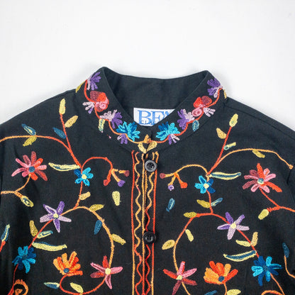 BFA Classics Black Embroidered Flower Jacket Womens Medium