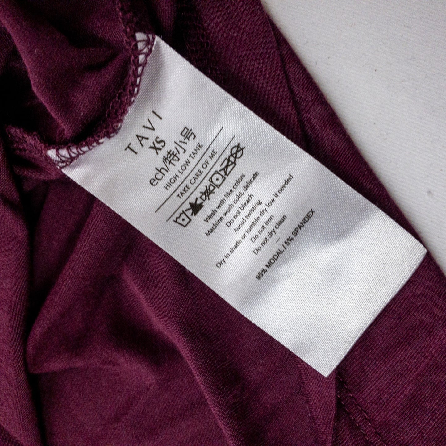 Tavi Noir Purple Maroon Athletic High Low Tank Top Womens XSmall