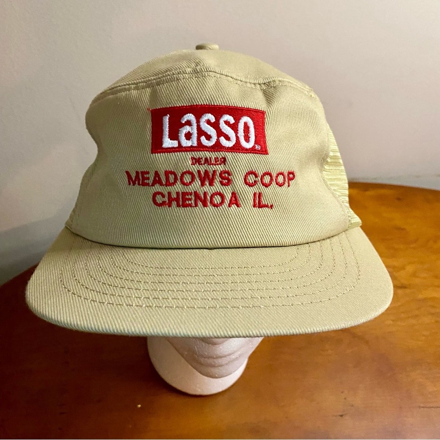 Swingster Vintage Lasso Dealer Illinois Tan Trucker Hat Unisex Mens One Size
