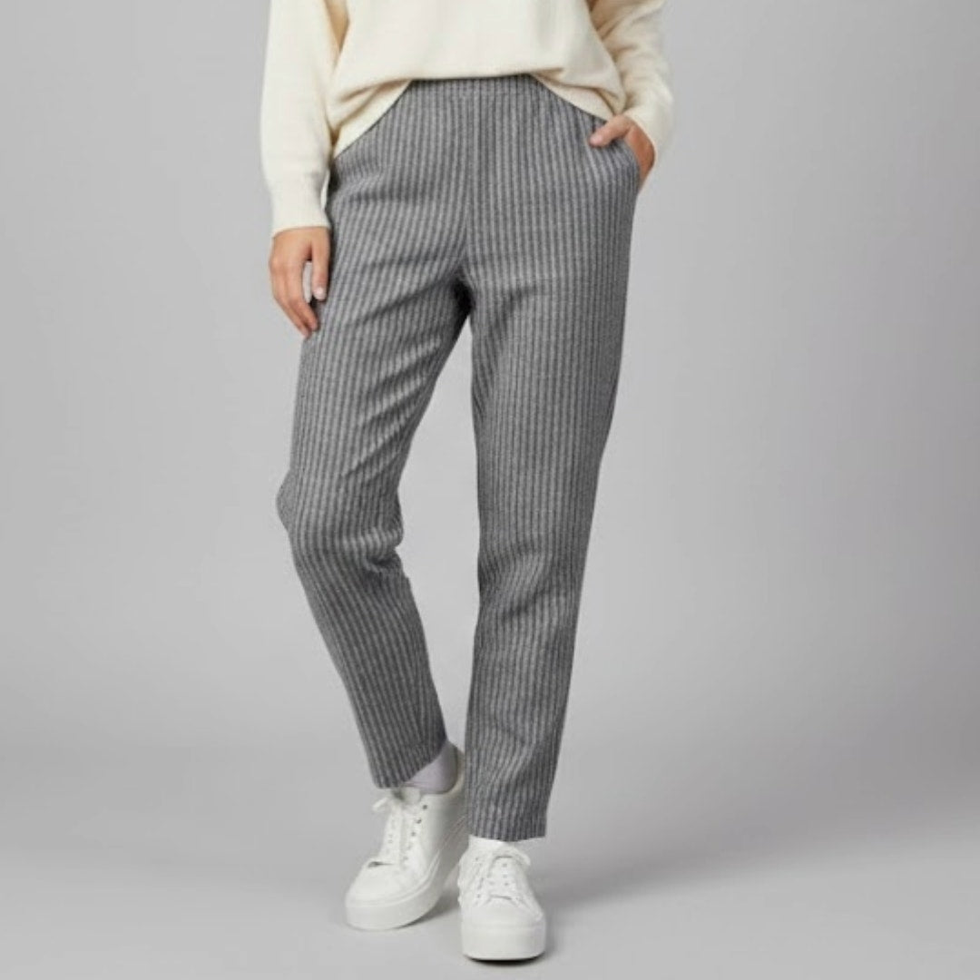 Kellwood Company Black Gray Striped Slim Pants Womens 4
