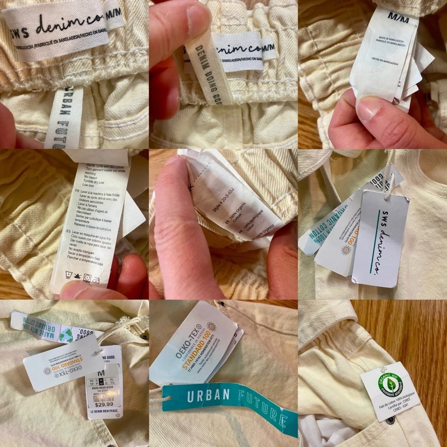 SWS Denim Company Organic Cream White High Rise Denim Shorts Womens Medium