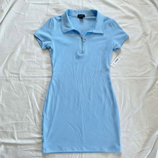 Justify Zip Blue Polo Mini Shirt Dress Juniors Medium Womens XSmall