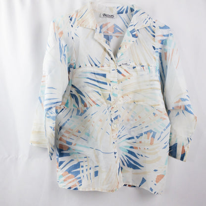 Partners Vintage Hawaiian Blue White Shirt Mens Medium Unisex Womens Large