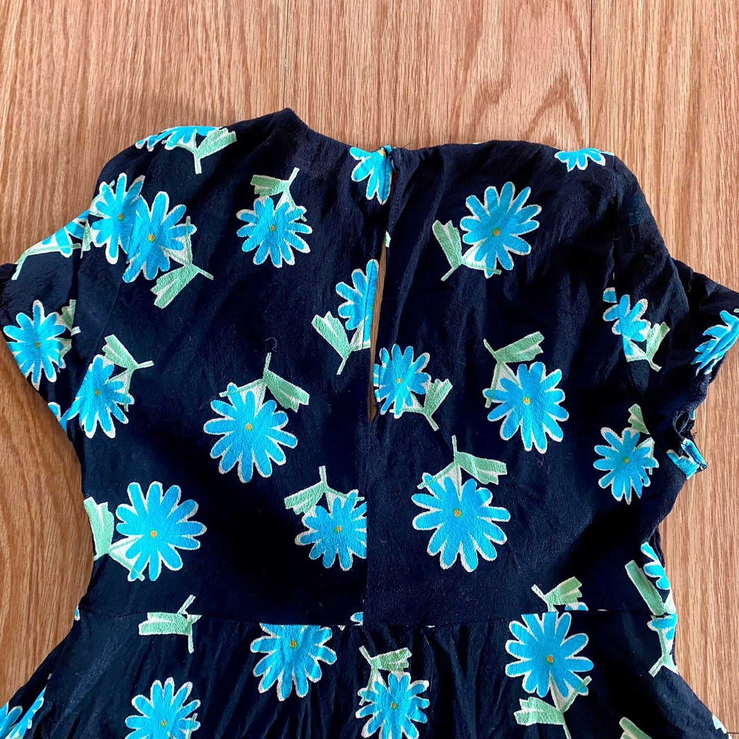Zara Black Floral Daisy Peplum Blouse Top Womens Small