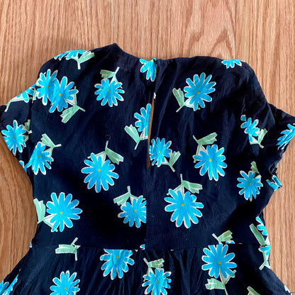 Zara Black Floral Daisy Peplum Blouse Top Womens Small