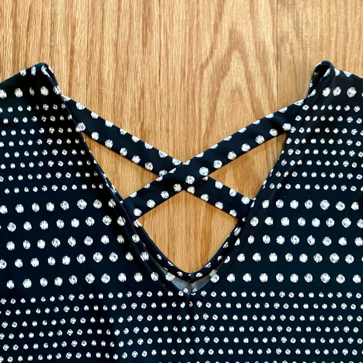 Chicos Black White Polka Dot Cross Back Shift Dress Womens 3 XLarge