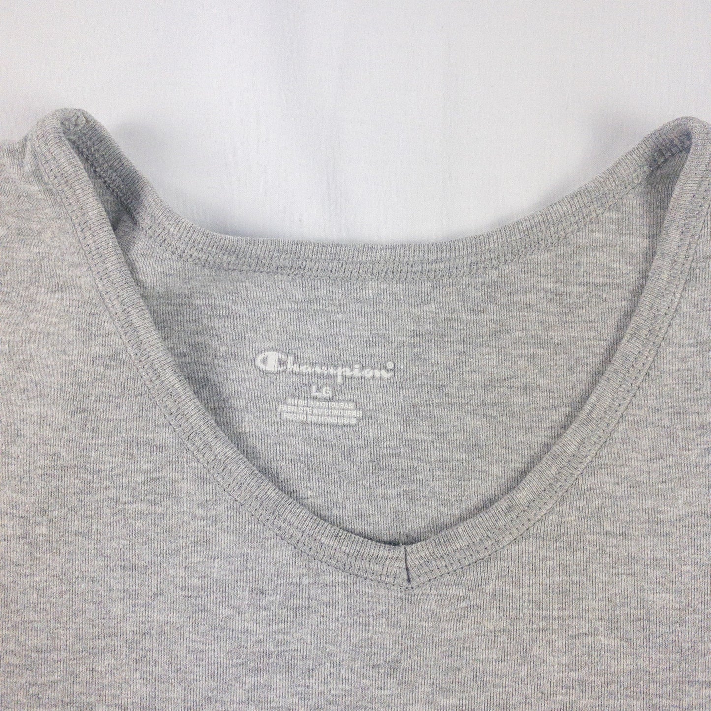 Champion Heather Gray V Neck Slim Tee Shirt Womens Large
