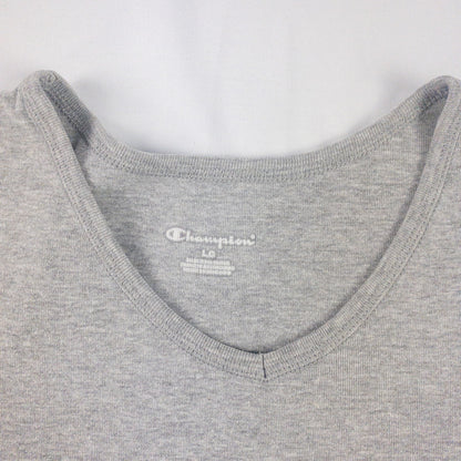 Champion Heather Gray V Neck Slim Tee Shirt Womens Large