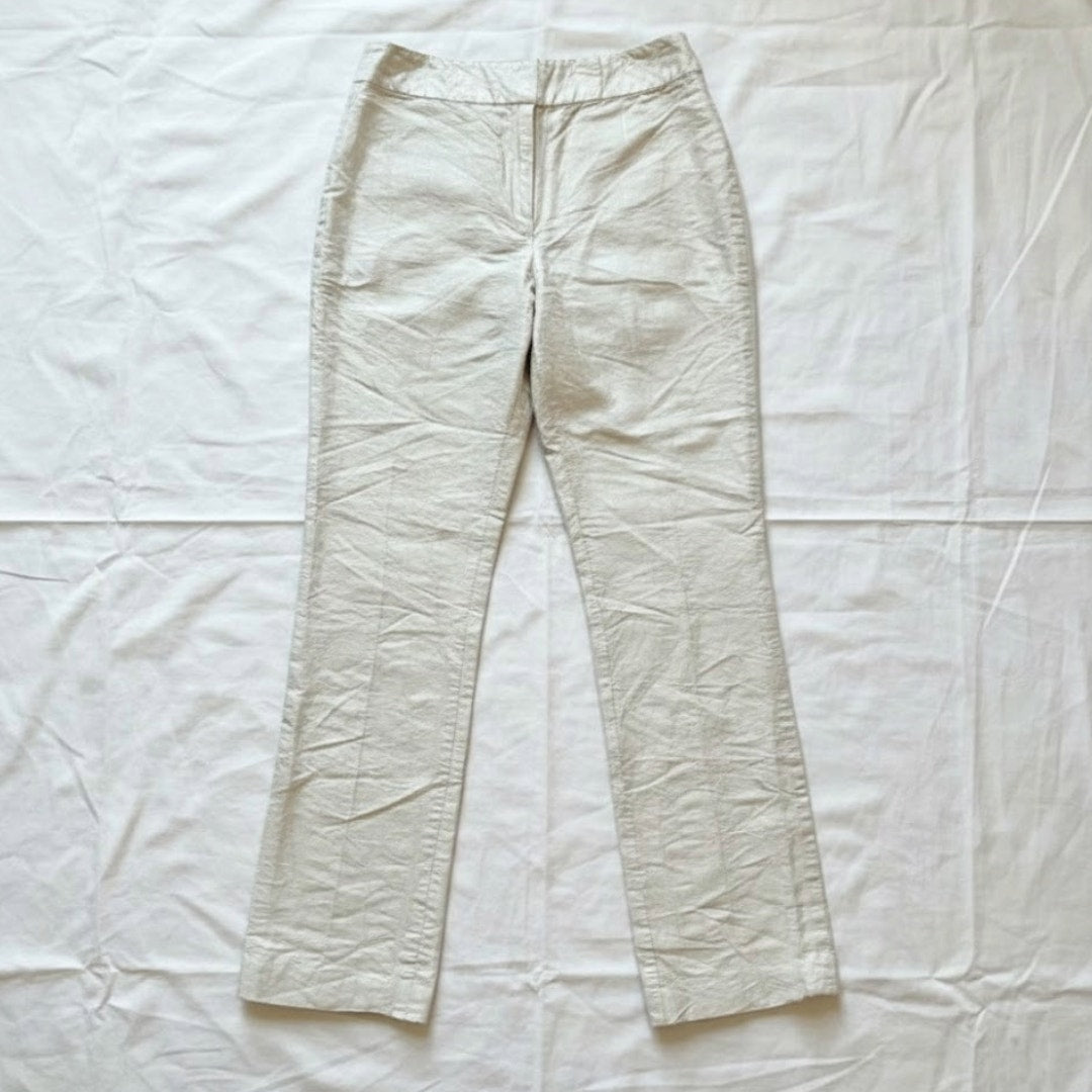 Hugo Buscati Designer Slim Neutral Tan Silk Dress Pants Womens 6