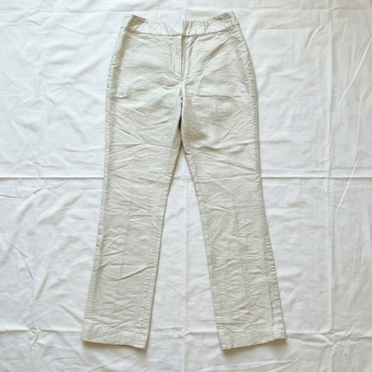 Hugo Buscati Designer Slim Neutral Tan Silk Dress Pants Womens 6