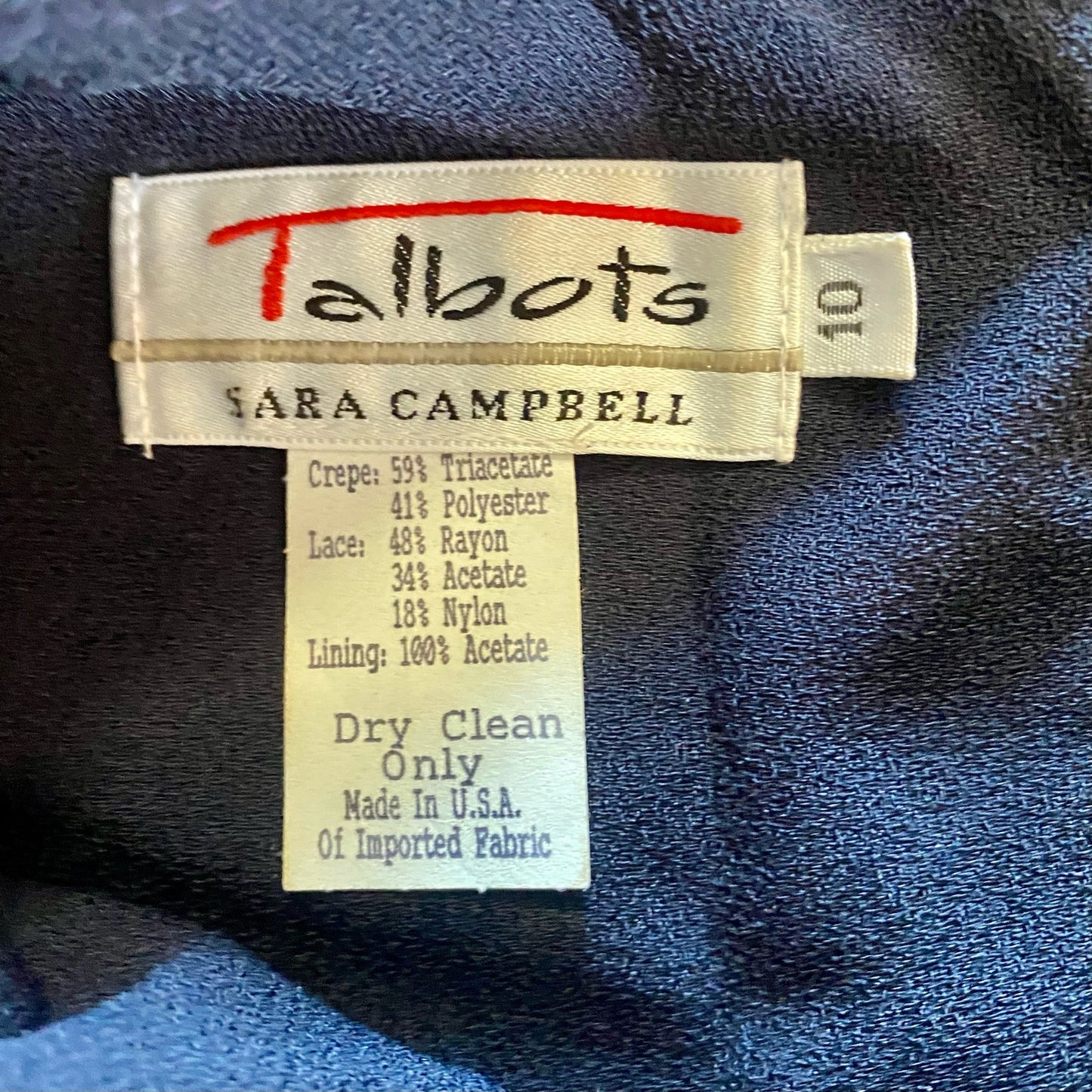Talbots Sara Campbell Vintage Blue Lace Formal Evening Sheath Dress Womens 10