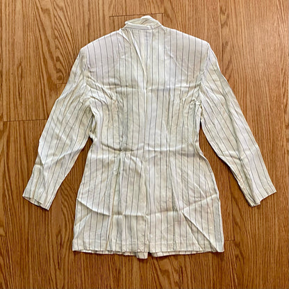 Francine Browner Vintage White Stripe Long Oversized Blazer Womens 6