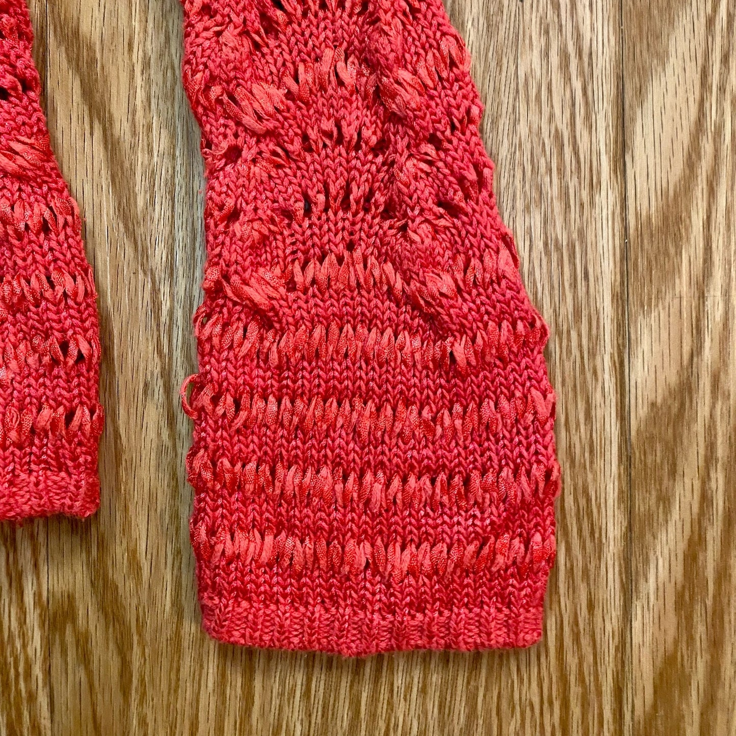 Chicos Bright Red Crochet Open Knit Sweater Top Womens 1 Medium