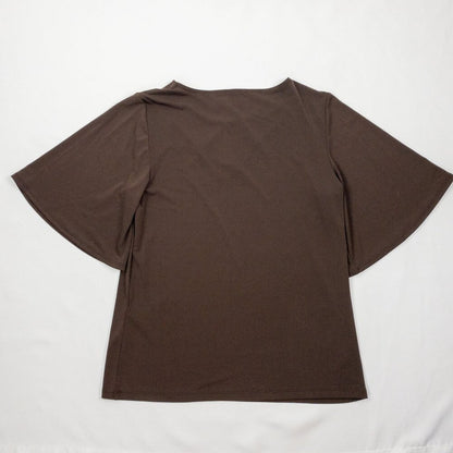 Chicos Brown Keyhole Bell Sleeve Blouse Womens 0 Small
