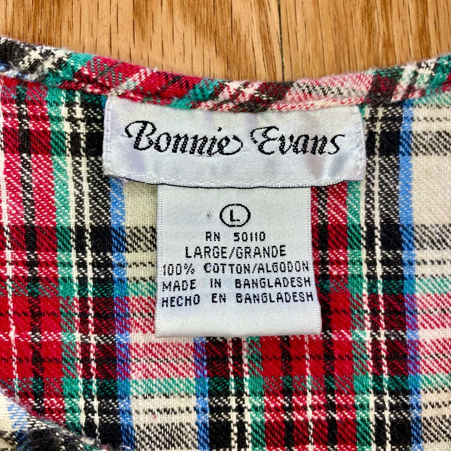 Bonnie Evans Vintage Plaid Tartan Flair Red Holiday Dress Girls Large