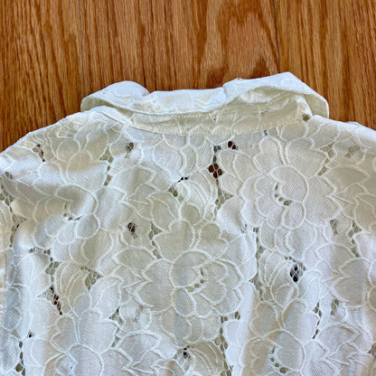 Cabi #5162 Spring Portrait White Floral Lace Shirt Jacket Womens Medium