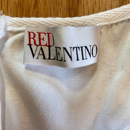 Red Valentino White Tiered Ruffle Fit & Flare Dress Womens 10
