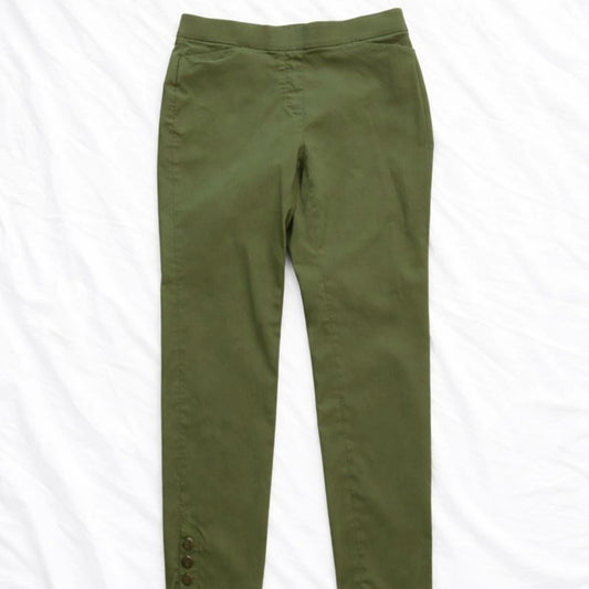 Liz Claiborne Career Green Cropped Button Pants Trousers Womens 4