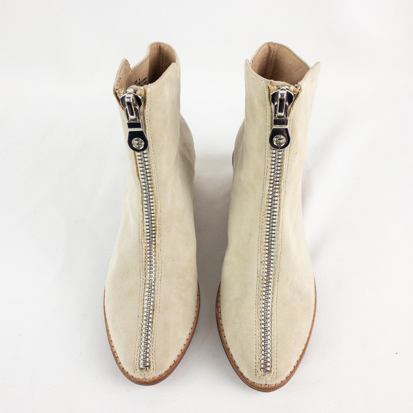 Anthropologie Matiko Mylvia Tan Suede Front Zip Ankle Boots Womens 6