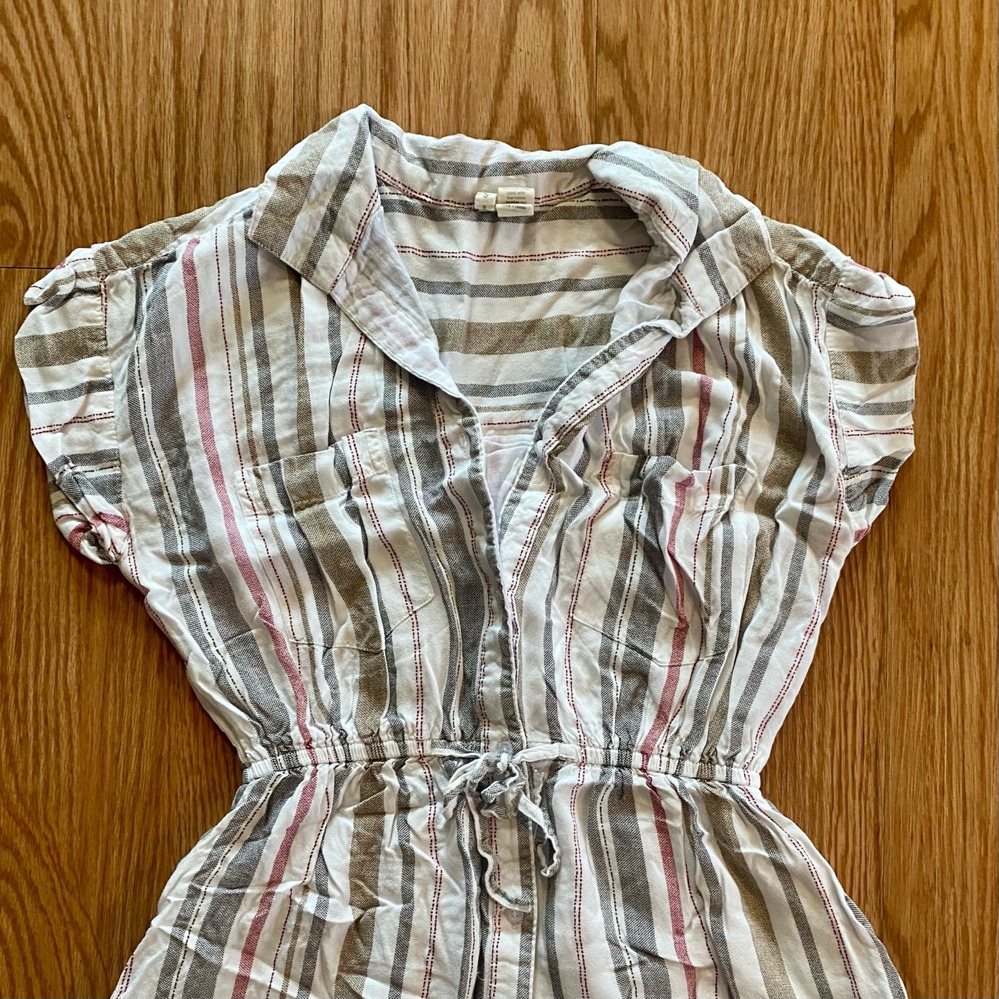 Japana Striped White Button-up Shirt Dress Womens Small