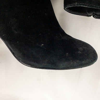 Nine West KerryLeeo Black Suede Button Ankle Booties Boots Womens 8.5