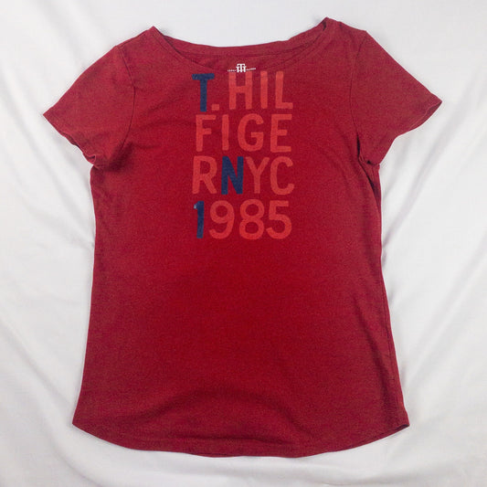 Tommy Hilfiger Red Graphic Tee Womens Small