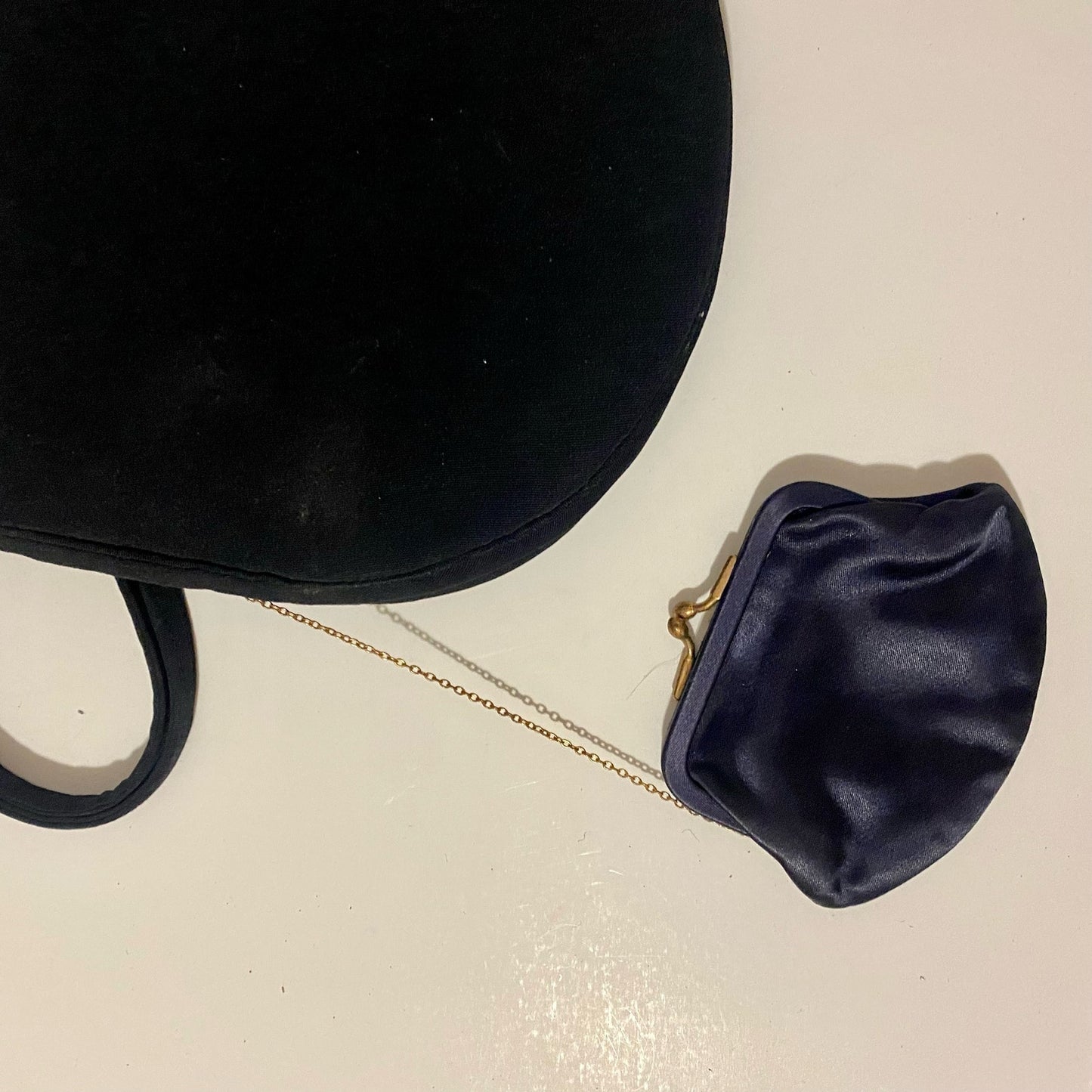 Bonwit Teller Magid Vintage Black Satin Evening Purse & Coin Bag