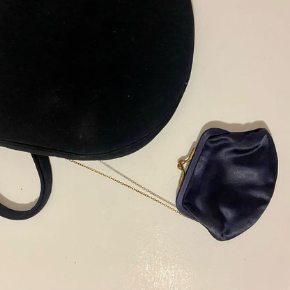 Bonwit Teller Magid Vintage Black Satin Evening Purse & Coin Bag