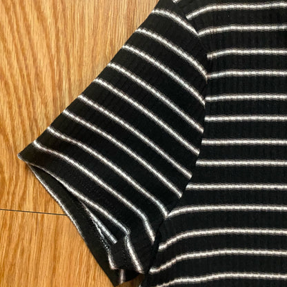 Love Fire Black White Striped Comfy A-Line Swing Dress Womens Medium