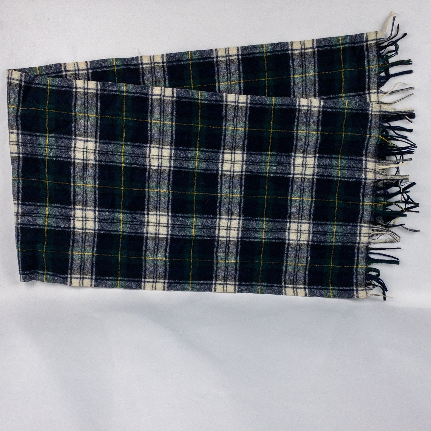 Pendleton Vintage Green Blue Yellow White Plaid Scarf Unisex Men Women One Size