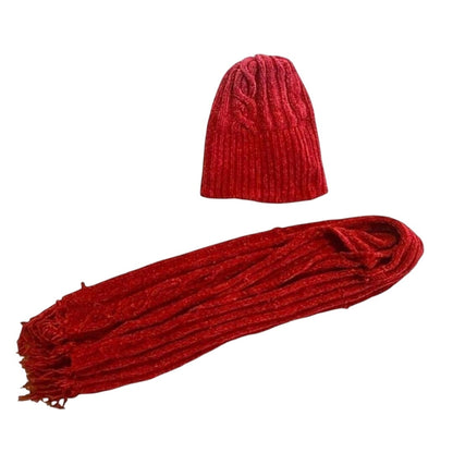 Joe Boxer Red Beanie Hat Scarf Bundle Unisex One Size
