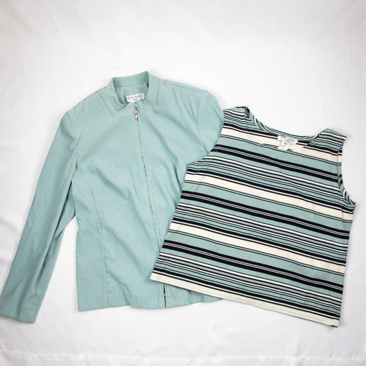 Miss Dorby Pastel Blue Faux Suede Jacket & Tank Set Womens 8 Medium