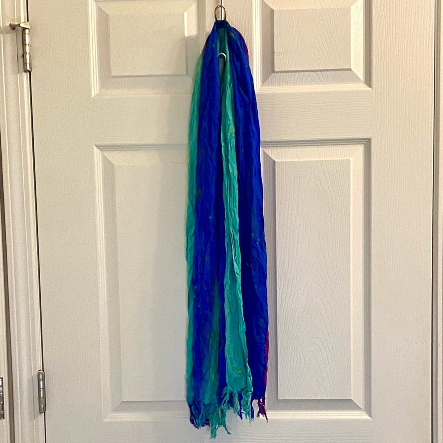 Multicolor Handmade Green & Purple Stripe Tassel Scarf Womens One Size