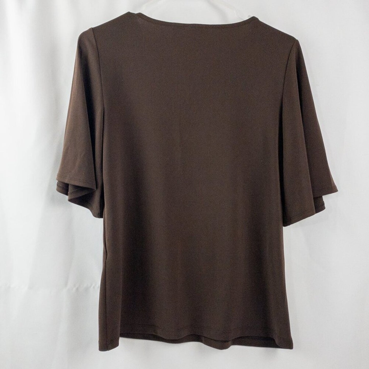 Chicos Brown Keyhole Bell Sleeve Blouse Womens 0 Small