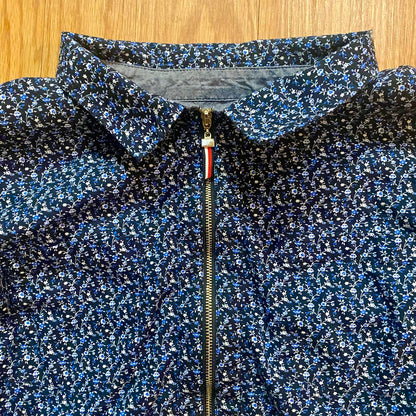 Tommy Hilfiger Blue Floral Quarter Zip Shirt Womans Large