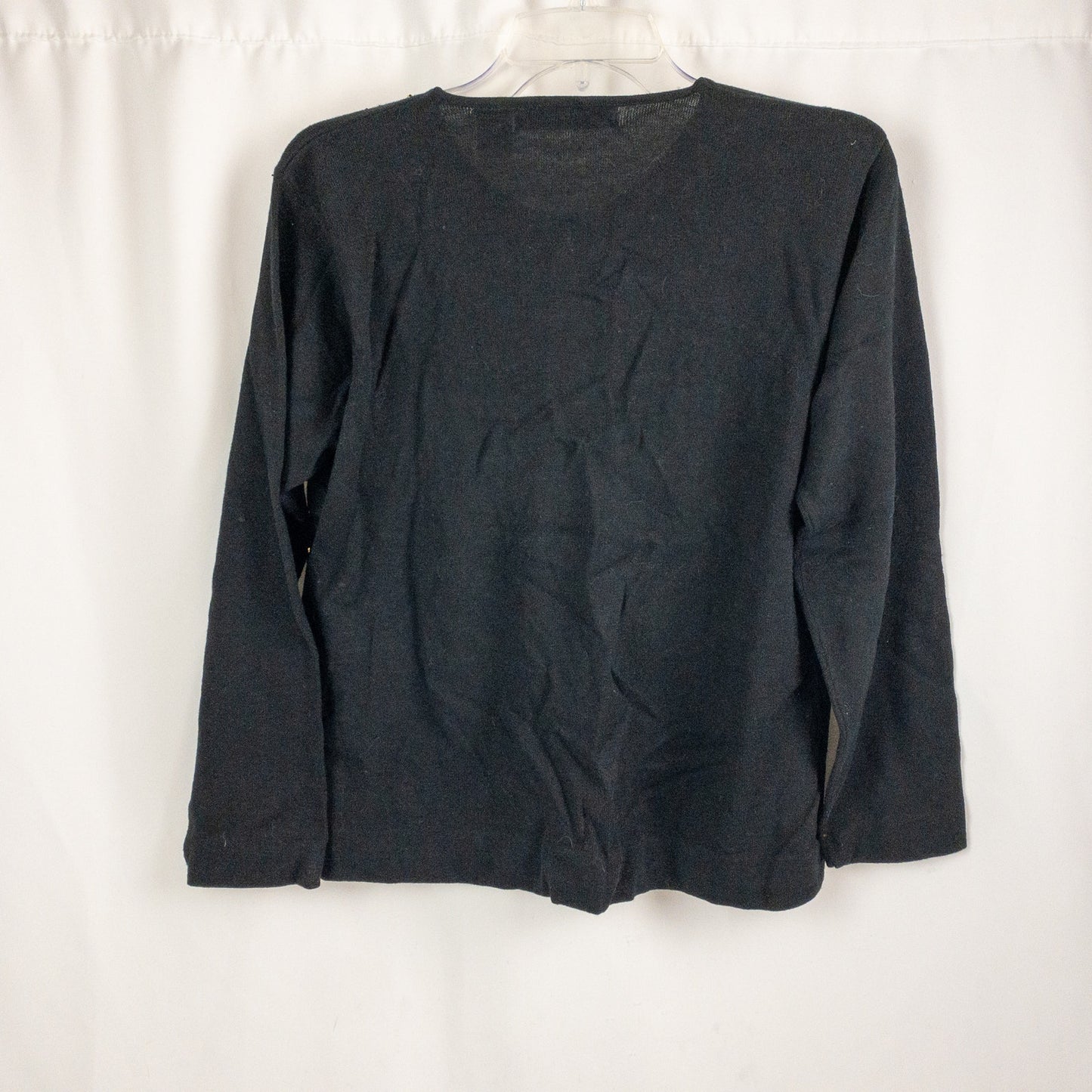 Victoria Jones Black Beaded Open Cardigan Sweater Womens Medium