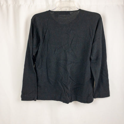 Victoria Jones Black Beaded Open Cardigan Sweater Womens Medium