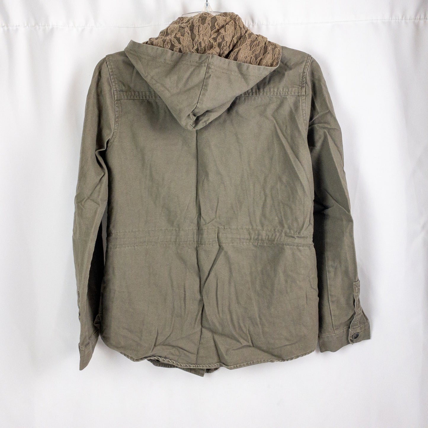 All Access Olive Green Lace Cargo Jacket Hooded Outerwear Womens Small