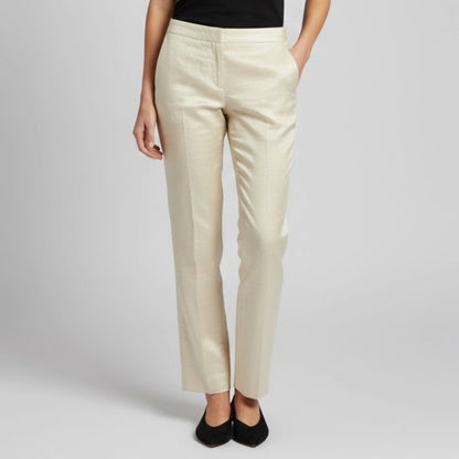 Hugo Buscati Designer Slim Neutral Tan Silk Dress Pants Womens 6