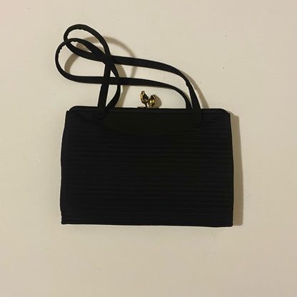 Crown Lewis Vintage Black Pleated Purse Evening Bag