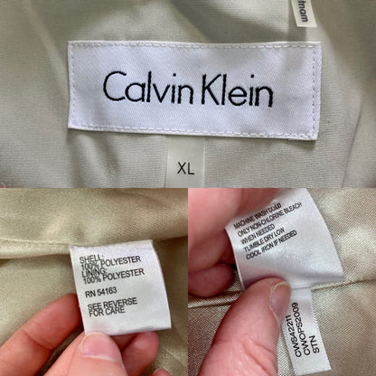 Calvin Klein Long Tan Trench Coat Womens XLarge